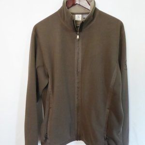 AIGLE BRAND POLARTEC MENS BROWN FLEECE LONG SLEEVE JACKET FULL ZIPPER (L) USED